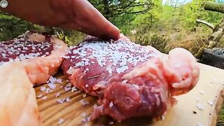 The Best BEEF STEW with Baked Bread in the Forest   Relaxing Cooking with ASMR