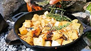 GIANT Tom and Jerry Steak FRIED on a Stone  The Best ASMR
