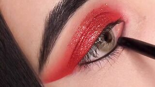 RED GLITTERY EYE MAKEUP TUTORIAL