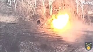 Russian tanks explodes in ball of flames as Ukrainian forces strike