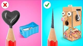 AMAZING SCHOOL ART CRAFTS || Useful Parenting Hacks You Need to Try DIY Cardboard ldeas by 123 GO!