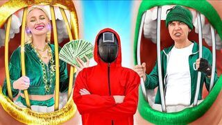 GIGA RICH VS BROKE IN SQUID GAME || Extreme Challenge! Funny Hacks to Beat Every Game by 123 GO!