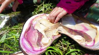 Unveil the Giant Clam Brimming with Rare and Enchanting Pink Pearls!