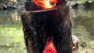 outdoor kiremitte hamsili pilav pişirme Cooking rice with anchovies on br... 3
