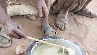 Adivashi for old man coking for animal body and eating