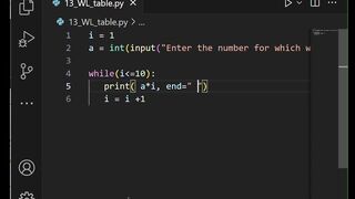 Print any number table by user input in python programming