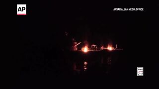 Houthi video shows the Yemeni rebels planted bombs on tanker now threatening Red Sea oil spill.