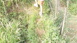 Playing in the middle of the rice fields