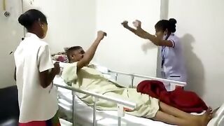 Nurse Given Dancing Physiotherapy Excersise  To Paralytic Patient