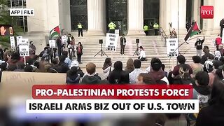 Palestine Protesters 'Kick Out' Israeli Military Firm U.S.' Cambridge Amid Gaza War