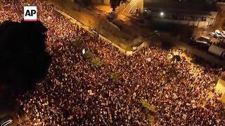 Drone aerials show huge Tel Aviv protest after deaths of Israeli hostages in Gaza