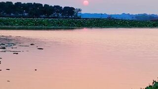 Sunset with moon