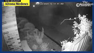 Melbourne weather security camera captures moment tree falls in wild weather– video