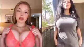 No bra challenge Tiktok trend big boobs bouncing