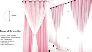 2 Panels Stars Curtains for Bedroom | Girls Kids Baby Window Decoration | Living Room Wall Curtain