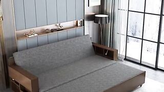Space Saving Multifunction Sofa Bed With Foldable Work Desk