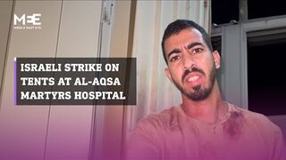 Israeli strike on tents for displaced Palestinians inside Al-Aqsa Hospital injures children
