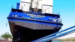 Most dangerous big ship launching stay far away