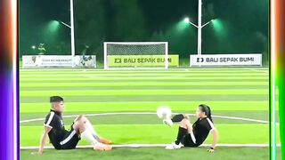 beautiful girl practicing how to control the ball
