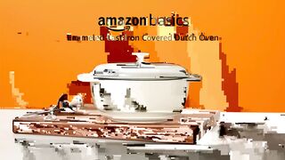 Amazon Basics Enameled Cast Iron Covered Dutch Oven, 7.3-Quart, Green