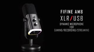 FINE Ampligame AM8 USBXLR Dynamic Microphone - Gaming Mic with Touch Mute