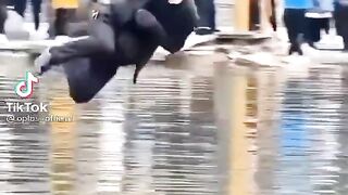 too many styles of crossing the river and in the end not being able to splash in