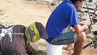 funny video pranking people who are fishing in the river