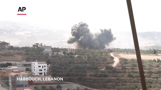 Israeli airstrikes strike the town of Habbouch, Lebanon.