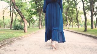 Walking girl blue frock