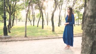 Forest girl walking