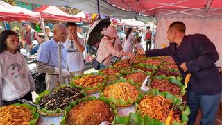 Historic Market in Yunnan, China: Authentic Food, Bustling, Hardworking Vendors, Hub of Tradition
