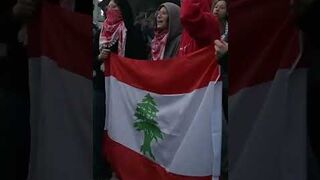 Demonstrators gather at Amsterdam to show solidarity with Lebanon and Palestine