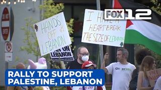 Portlanders rally to support Palestine, Lebanon after Israeli airstrikes