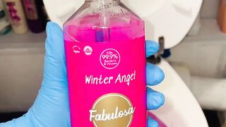 Pink toilet cleaning