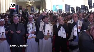 Yemen's Houthi rebels hold memorial service for Hezbollah's Hassan Nasrallah.