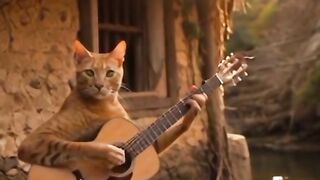 Kucing main gitar viral
