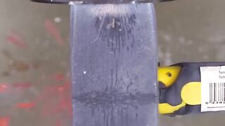 Deep frozen hammer VS. hydraulic press! Warning in the end ("_") #shorts