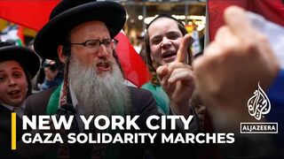 Protesters rally in New York City as hundreds join 'Flood NYC for Palestine' march