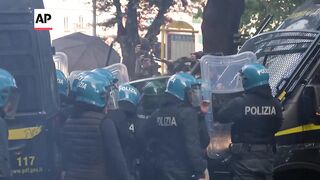 Pro-Palestinian demonstrators clash with police in Rome.