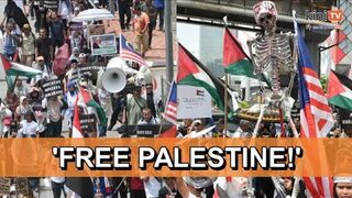 Pro-Palestine rally sees hundreds march to US embassy