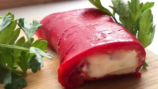 Закуска из печеного перца и творожного сыра