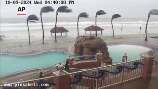 Timelapse shows Florida resort pool flooding during Hurricane Milton.
