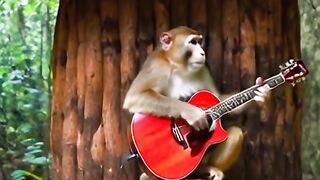Viral monyet main gitar merdu banget