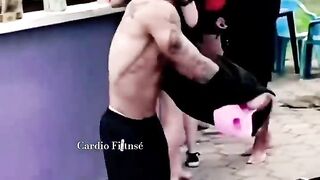 Public Reactions to Bodybuilder Working Out on the Street