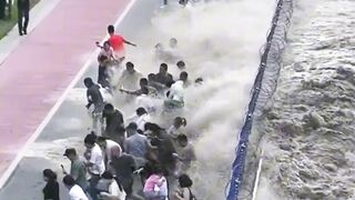 While traveling suddenly a big wave came
