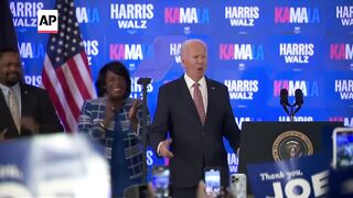 Biden says Harris will be a great president; criticizes Trump.