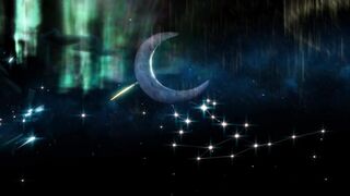 Night Sky/???? Scientific Scene! Moon with Beautiful Stars/