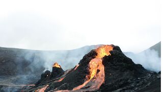 Volcano With Flowing Lava