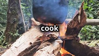 primitive cooking  carp in mud and leaves#outdoorcooking
