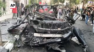 Apparent Israeli airstrike hits car in Damascus, Syria.